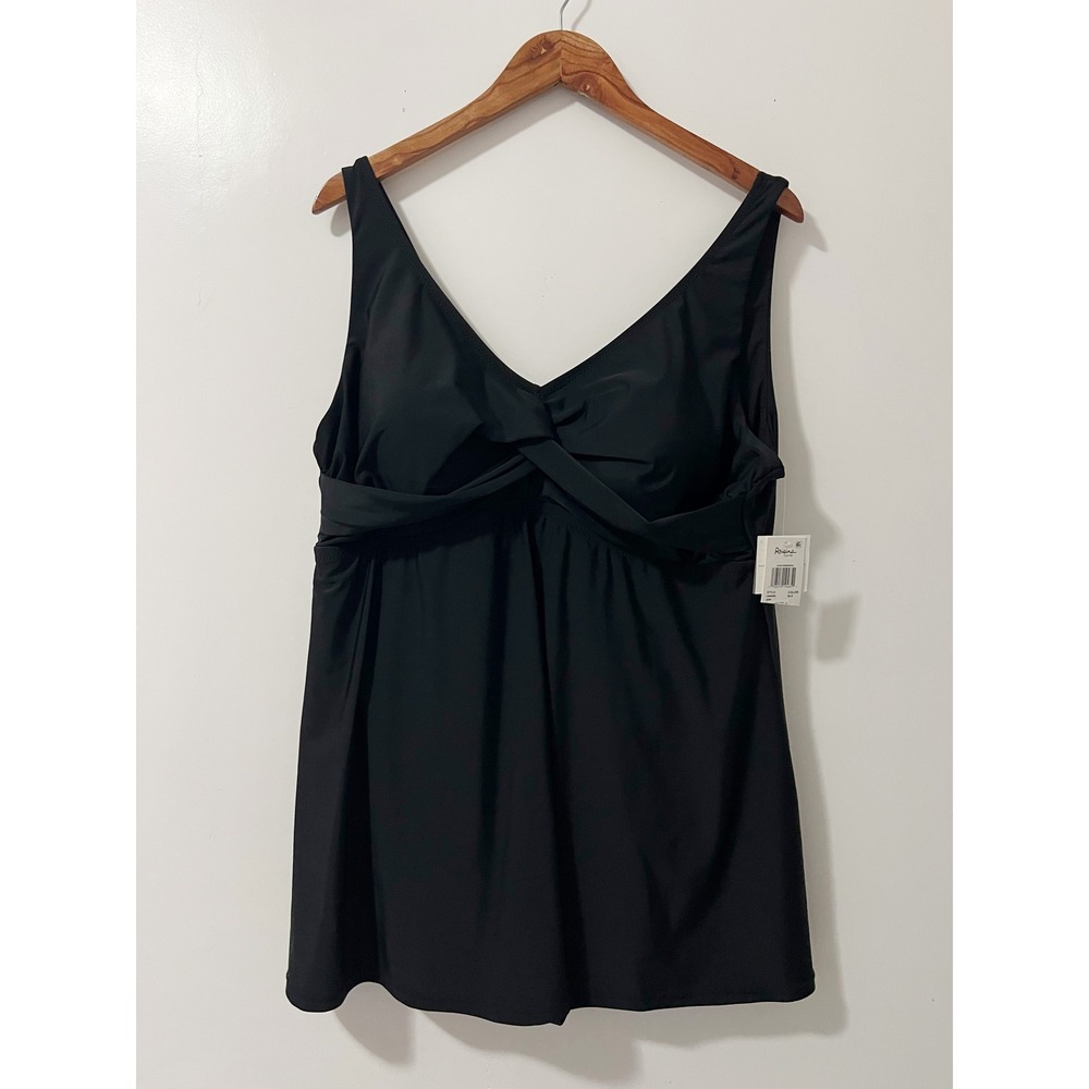Raisins Curve Lucia Swimdress Black Plus Size 20W V-Neck Twist Front NEW